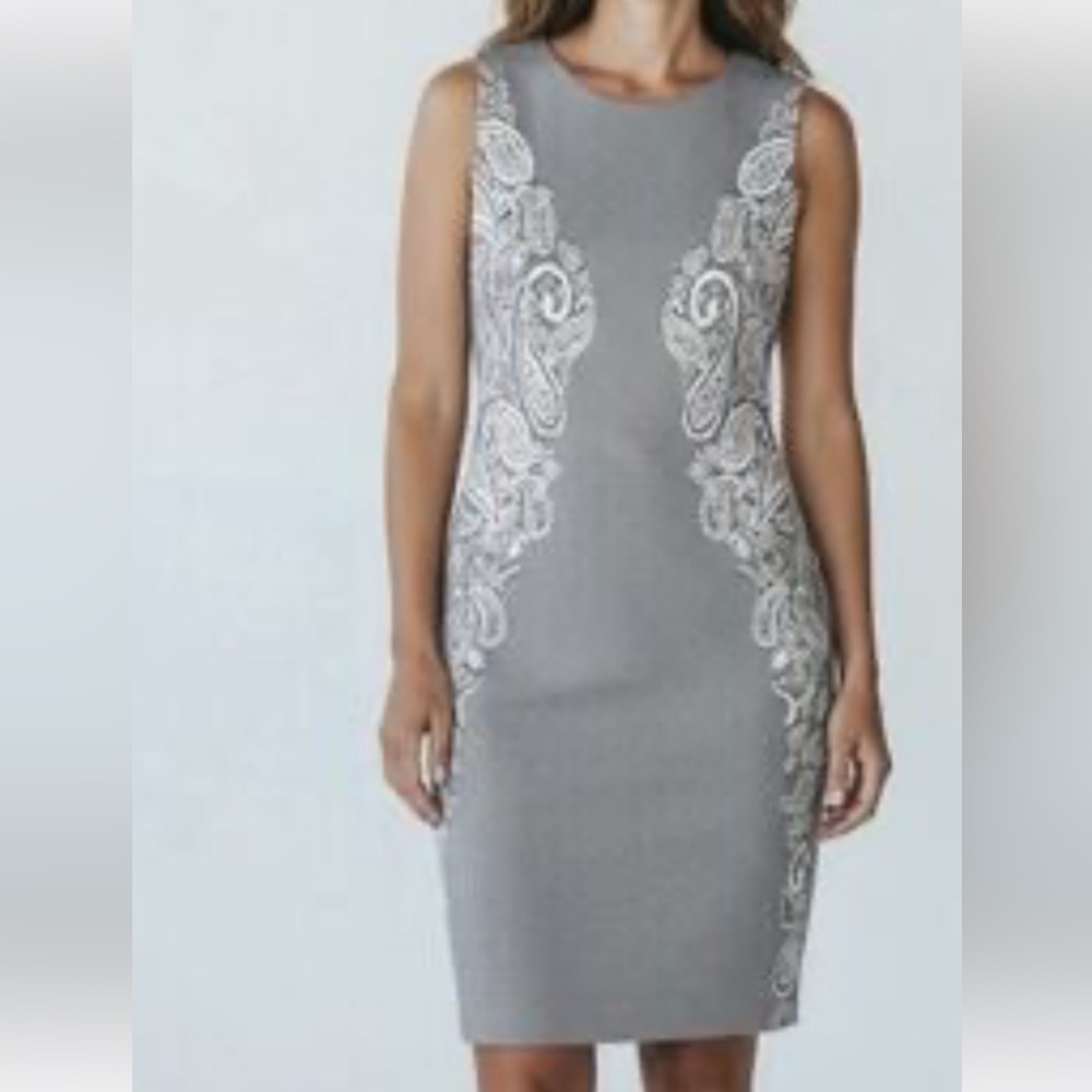 J. McLaughlin Mini Check Dress with Paisley detail in Black and White Size L